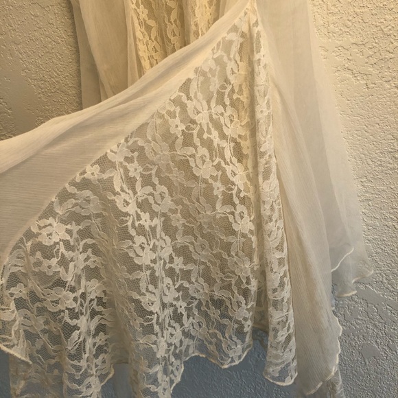 Free People Lace & Chiffon Flutter Sleeve Blouse - Picture 6 of 10